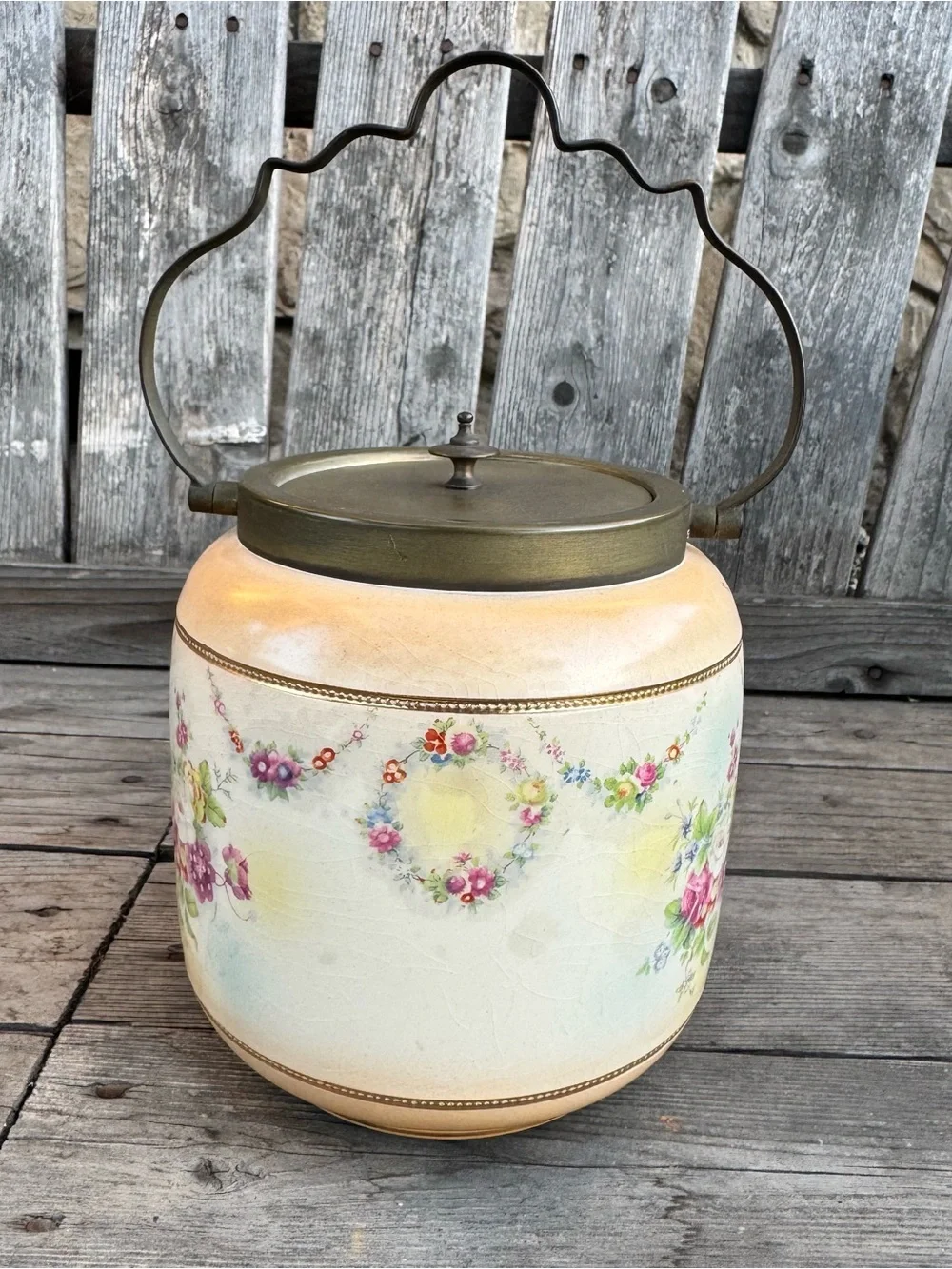 Antique Victorian Wm Adams & Co Biscuit Jar - Crown Semi-Porcelain England